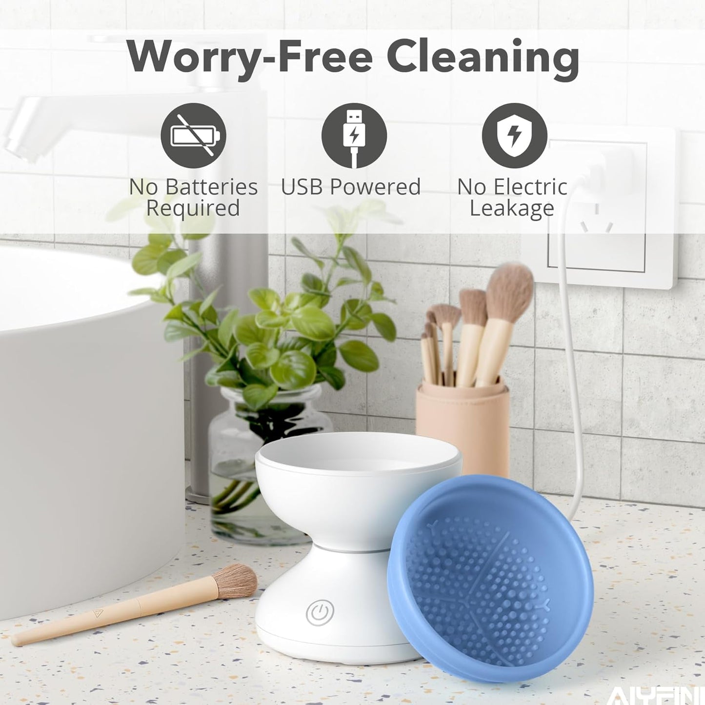 Makeup Brush Cleaner Machine - Electric Make up Brushes Cleaner Cleanser Professional Tool for Kabuki Foundation Liquid Powder Face Makeup Self Tanner Brush,Gifts for Women Stocking Stuffers