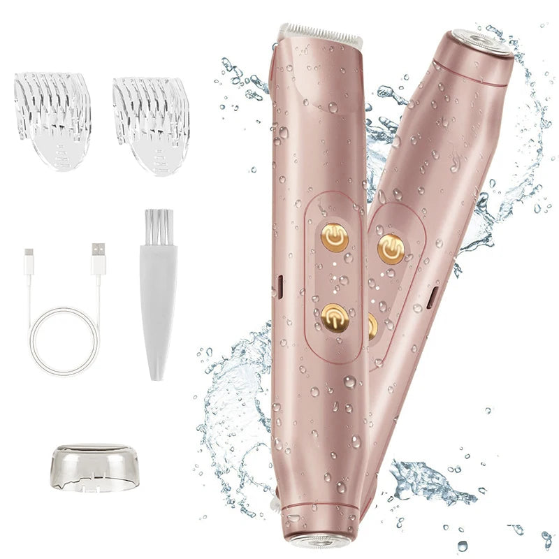 Women'S Specialized Body Hair Shaving 2-In-1 Electric Shaver, Dual Head Design, Private, Armpit Hair, Leg Hair Removal Device